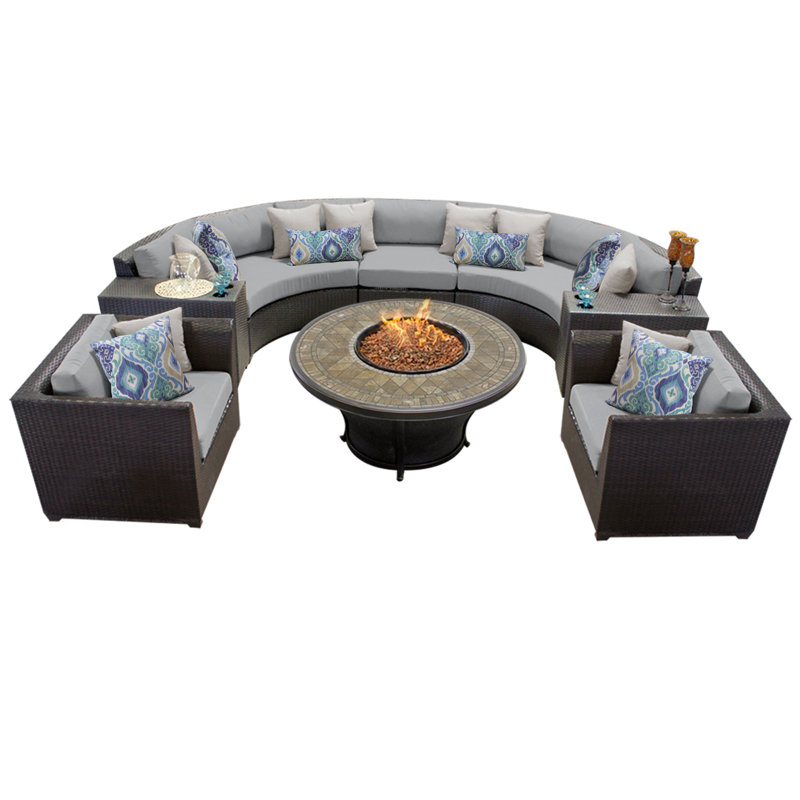 Tegan 8 Piece Rattan Sectional Seating Group with Cushions & Reviews